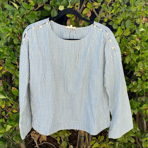 EUC Madewell Striped Convertible Cold Shoulder Top - Picture 3 of 8